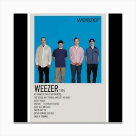 Weezer (Blue Album) - Weezer, 1994 Canvas Print