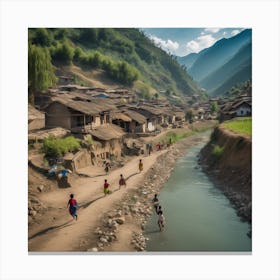 834100 Beautiful Villages On The Banks Of The River, Chal Xl 1024 V1 0 Canvas Print