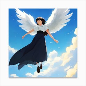 Anime Girl With Wings 1 Canvas Print