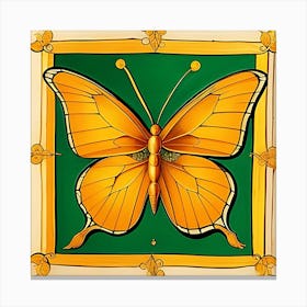 Butterfly On A Green Frame Canvas Print