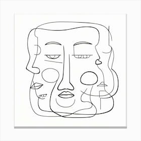 Abstract face art. Black and white. White background Canvas Print