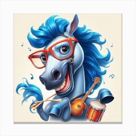 Cartoon Horse With A Guitar Canvas Print