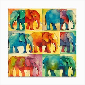 Elephants In Watercolor Canvas Print