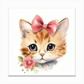 Cute Kitten With Flowers 1 Canvas Print