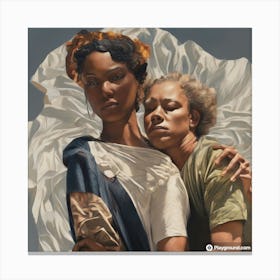 Two Women Hugging Canvas Print