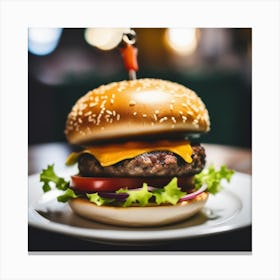 Hamburger On A Plate 46 Canvas Print