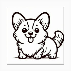 Line Art Corgi dog 1 Canvas Print