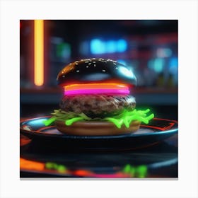 Neon Burger Canvas Print