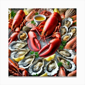 A Close Up Of A Fresh Seafood Platter, Featuring O Canvas Print