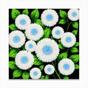 White And Blue Flowers 1 Canvas Print