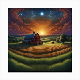 Sunset On The Farm Canvas Print