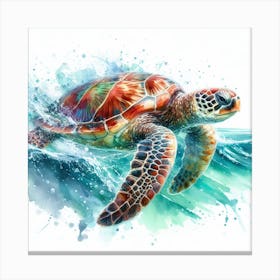 Sea Turtle Watercolour Art Print 3 Canvas Print