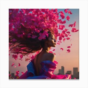 Girl In A Pink Dress Canvas Print