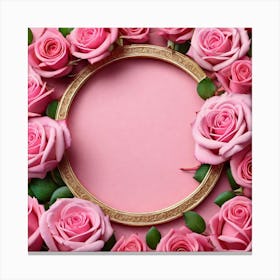 Pink Roses Frame 1 Canvas Print