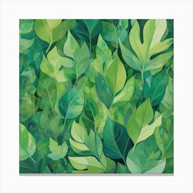 Abstract Green Leaves 3 Canvas Print