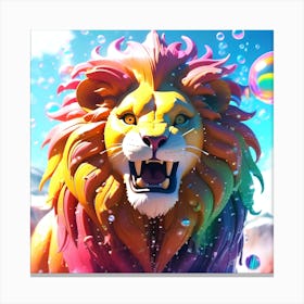 Lion With Bubbles 5 Canvas Print