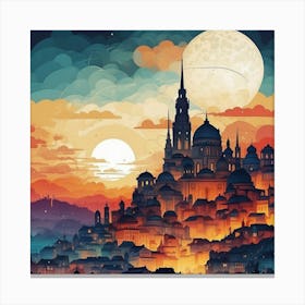 Cityscape At Night 1 Canvas Print