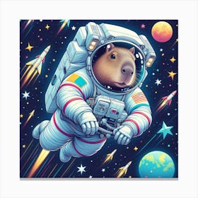 Capybara Astronaut Canvas Print