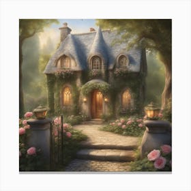 Cinderellas House Nestled In A Tranquil Forest Glade Boasts Walls Adorned With Climbing Roses Th (6) Canvas Print