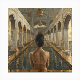 Woman In A Pool Canvas Print