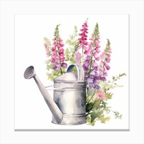 Marion Metal Watering Can With Foxgloves Watercolor White Backg 1663bed6 7a3c 4492 Bafa E99fd8f8793f Canvas Print