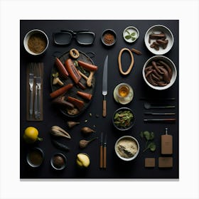 Barbecue Props Knolling Layout (133) Canvas Print