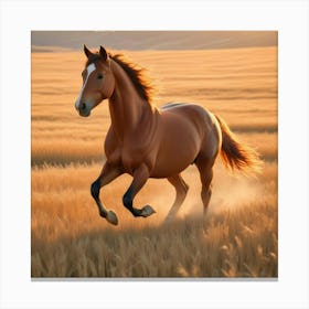 Horse Galloping In A Wheat Field 1 Canvas Print