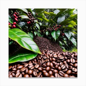 Coffee Beans In A Coffee Plantation Canvas Print