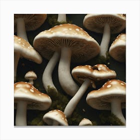 Mushrooms On A Black Background 11 Canvas Print