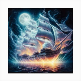 Ship On Fire Canvas Print