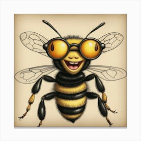 Bee With Glasses Canvas Print