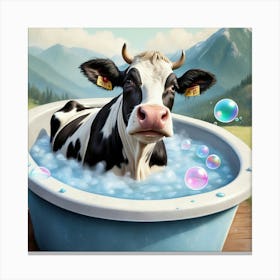 Cow In A Tub 1 Canvas Print