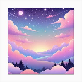 Sky With Twinkling Stars In Pastel Colors Square Composition 146 Canvas Print
