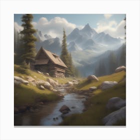 Cabin In The Mountains 10 Canvas Print