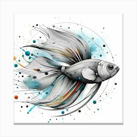 Ornamental Fish - Abstract Line Art Illustration 77 Canvas Print