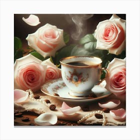 Coffee And Roses 26 Canvas Print