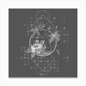Vintage Lavatera Phoenicea Botanical with Line Motif and Dot Pattern in Ghost Gray n.0021 Canvas Print
