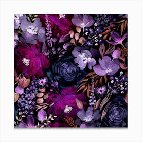 Floral Chaos Dark Violet Canvas Print