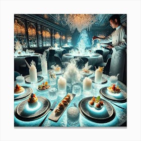 A Luxurious Restaurant Table Featuring A Cryomanc Canvas Print