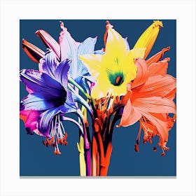 Andy Warhol Style Pop Art Flowers Lily 2 Square Canvas Print