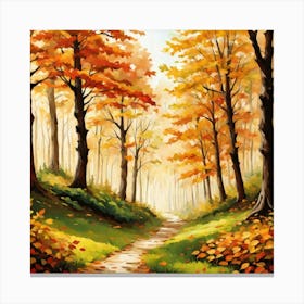 Forest In Autumn In Minimalist Style Square Composition 254 Canvas Print