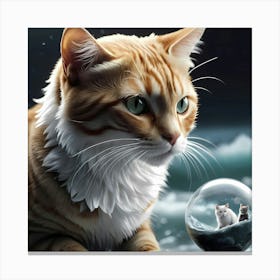 Cat In A Glass Ball Canvas Print