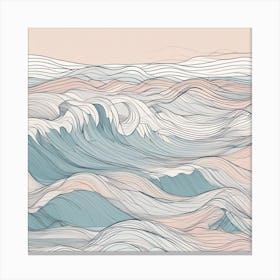 Minimalism Masterpiece, Trace In Waves + Fine Gritty Texture + Complementary Pastel Scale + Abstract Canvas Print