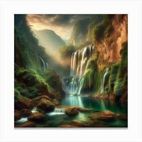 Waterfall In The Mountains 9 Canvas Print