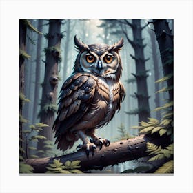 Owl In The Forest 75 Canvas Print