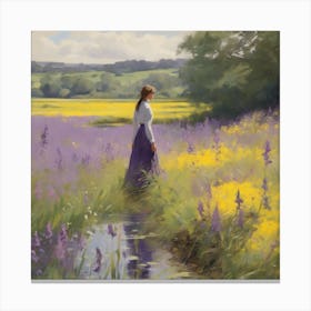 Girl In A Field 3 Canvas Print