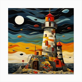 Lighthouse At Night Canvas Print