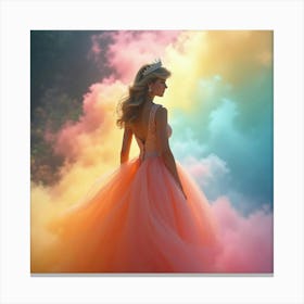 Radiant Princess Diana Surrounded By A Rainbow Colored Watercolor Fog Canvas Print