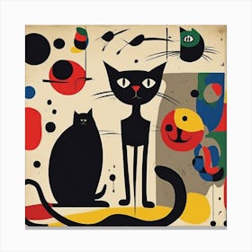 Joan Miro Inspired Cats Exhibition Poster Art Print (2) Canvas Print