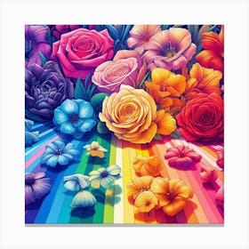 Rainbow Roses Canvas Print